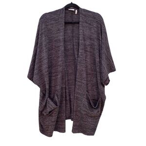 LOGO by Lori Goldstein Marled Charcoal Draped Cardigan Shaw Sz 1X Slouchy